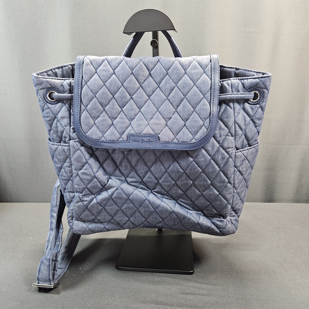 Vera Bradley Quilted Moonlight Navy Denim Essential Compact Backpack